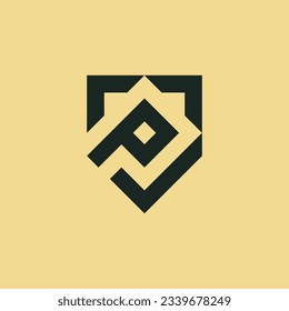 initial letter P shield security logo