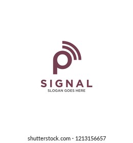 Initial Letter P Signal Logo Design in Red Color