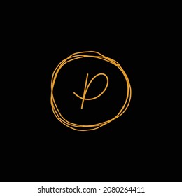 Initial letter P signature handwritten elegant logo design template vector. Signature luxury logo design template.