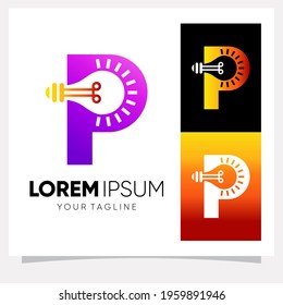 Initial Letter P Smart Light Bulb Logo Design Vector Graphic