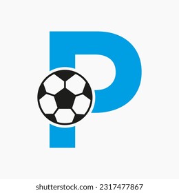 Initial Letter P Soccer Logo. Football Logo Design Vector Template