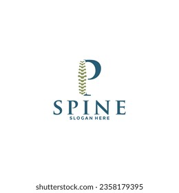 initial Letter P and spine logo vector, Chiropractic Logo design icon template