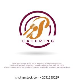 Initial Letter P With Spoon And Fork Icon For Restaurant, Catering, Cafe, Cafeteria, Food, Kitchen Retail Business Logo Design Concept