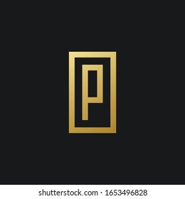 initial letter P square logo design