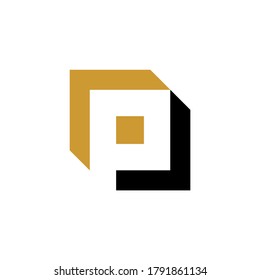letra inicial logotipo p cuadrado