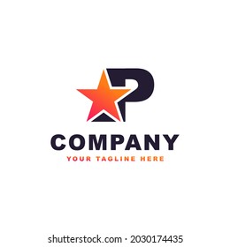 Initial letter P star logo design template vector illustration