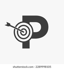 Initial Letter P Success Logo Combine with Bow Target  Icon