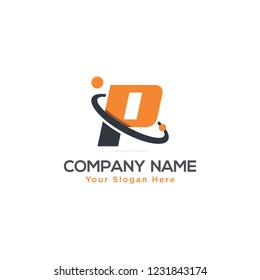 Initial Letter P Swoosh Orbit Logo Designs Vector Orange Colors in White Backgrounds