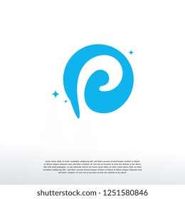 Initial Letter P Swoosh Orbit Logo Designs Vector, P Initial Logo for kids logo template, Logo symbol icon
