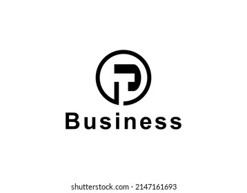 Initial Letter P and T Logo. Geometric Circular Letter PT TP Negative space Style Isolated White Background. Usable for Business and Technology Logos. Flat Vector Logo Design Template Element.