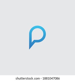 Initial letter P technology logo design suitable for web logo app etc.