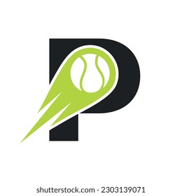 Initial Letter P Tennis Club Logo Design Template. Tennis Sport Academy, Club Logo