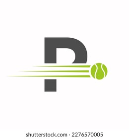 Initial Letter P Tennis Logo. Tennis Sports Logotype Symbol Template