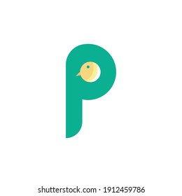 Initial letter P vector logo design. Creative Kiwi bird vector logo design.