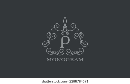 Initial letter P vector logo design for monogram, business, greeting card, sign.