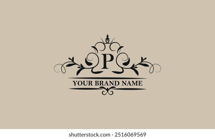 Initial letter P vector logo template. Exquisite illustration for restaurant, royalty, boutique, cafe, hotel, heraldic, jewelry, fashion and others.