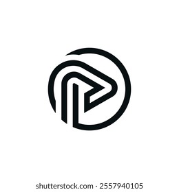 Initial letter P video player logo design icon