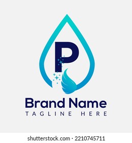 Initial Letter P Wash Logo, Drop and Wash Combination. Drop logo, Wash, Clean, Fresh, Water Template