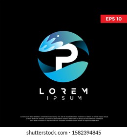 initial letter p water liquid logo. modern icon, template design