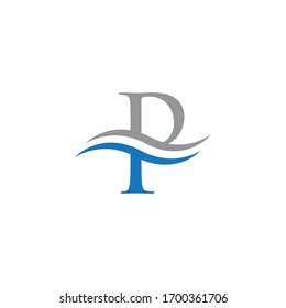 initial letter p wave blue gray
