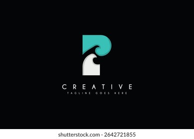 Initial Letter P with WAVE logo design vector inspiration.