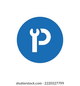 Letra inicial símbolo del logotipo de la llave inglesa modelo de diseño vector
