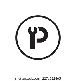 Anfangsbuchstabe P-Schlüssel Logo-Design, Vektorgrafik
