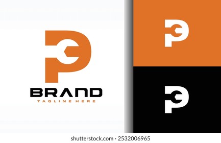 initial letter P wrench logo