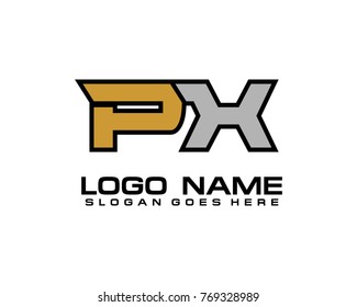 Initial letter P & X logo template vector