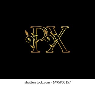 Initial letter P and X, PX, Gold Logo Icon, classy gold letter monogram logo icon suitable for boutique,restaurant, wedding service, hotel or business 