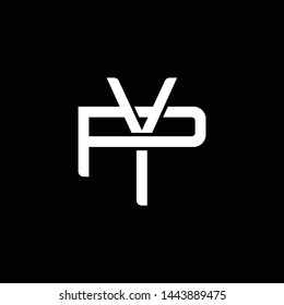 Initial letter P and Y, PY, YP, overlapping interlock monogram logo, white color on black background