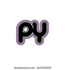 initial letter p and y. py monogram outline logo