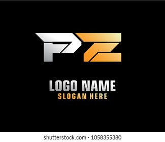 Initial letter P Z logo template vector