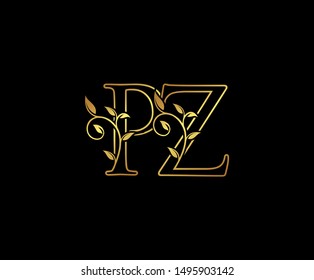 Initial letter P and Z, PZ, Gold Logo Icon, classy gold letter monogram logo icon suitable for boutique,restaurant, wedding service, hotel or business identity.