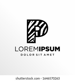 Diseño del logotipo de la letra inicial P Zebra