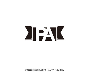 Initial letter pa black ribbon logo design