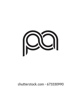 Initial letter pa, linked outline rounded lowercase, monogram black