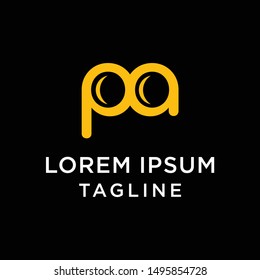 Initial Letter PA Linked Round Lowercase Logo Gold