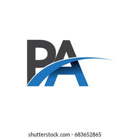 initial letter PA logotype company name colored blue and grey swoosh design. vector logo for business and company identity.

