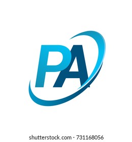 initial letter PA logotype company name colored blue swoosh design concept. vector logo for business and company identity.
