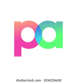 Initial Letter PA Lowercase Logo green, pink and Blue, Modern and Simple Logo Design.