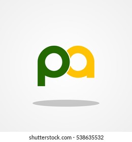 Initial letter PA lowercase logo design template green army yellow gold