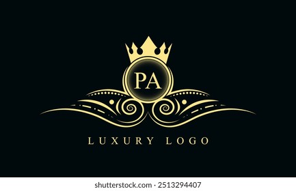 Initial letter PA luxury logo design. PA Luxurious Royal golden Logo design