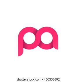 initial letter pa modern linked circle round lowercase logo pink