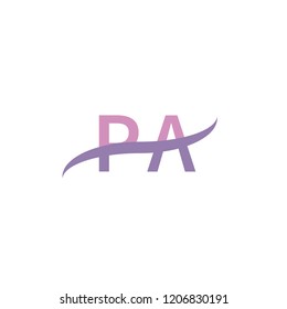 Initial letter PA, overlapping movement swoosh logo, soft purple color isolated on white background