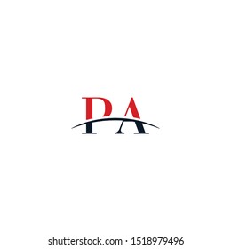 Initial letter PA, overlapping movement swoosh horizon logo company design inspiration in red and dark blue color vector