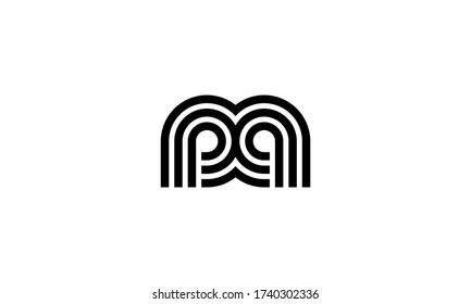 Initial Letter PA or PQ or M Line Style Connection Logo Design Inspiration