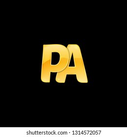 Initial Letter PA with red metallic texture, trendy, 3d glossy, metal texture, rectangle shape, pixel style based alphabet logo for company identity, isolated on black background.