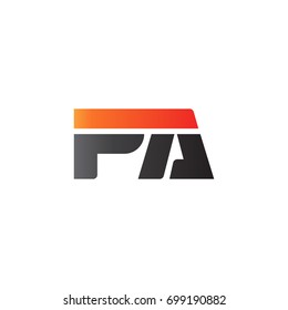 Initial letter PA, straight linked line bold logo, gradient fire red black colors