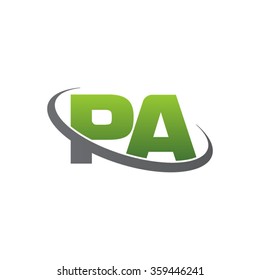 initial letter PA swoosh ring company logo green gray